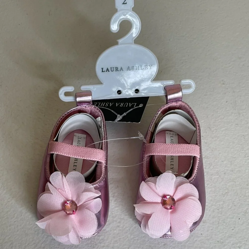 Laura Ashley Pink Baby Ballet Shoes Size 2